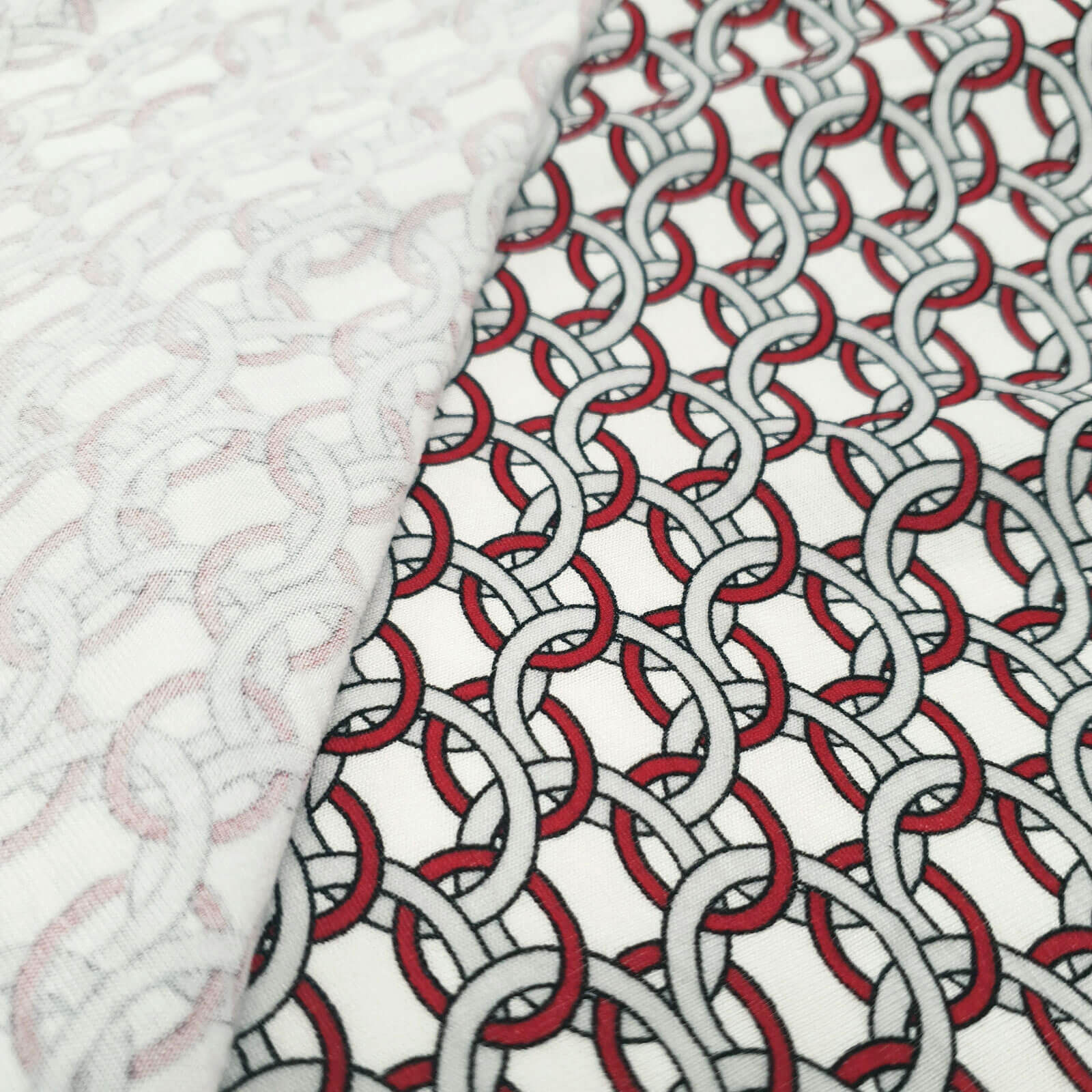 Danika - Camisola de algodão com design de correntes - branco-vermelho escuro-prata