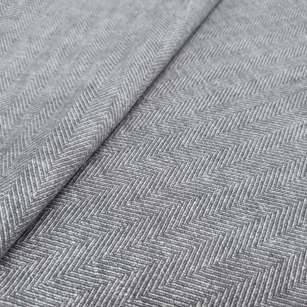 Fritz - Tecido de linho com padrão de espinha de arenque - Sueco azul-branco